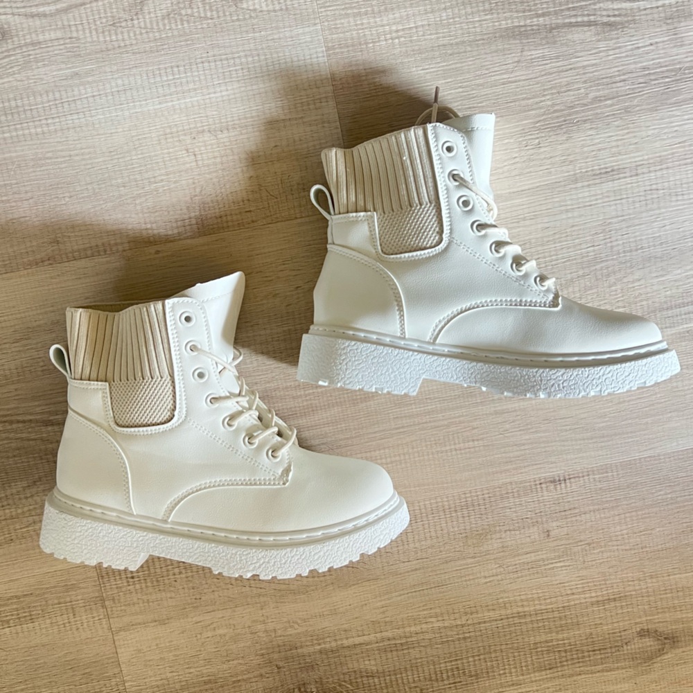 White Combat Boots